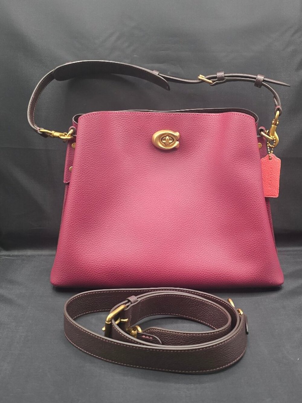 Coach Willow Shoulder Bag in Colorblock C2590 Black Cherry